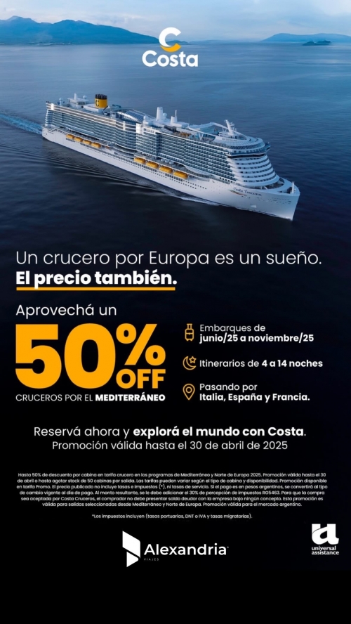 Crucero por Europa 50%OFF